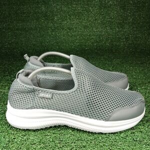 Sport Slip On Sneakers Mens 43 Gray Mesh Honeycomb Walking Athletic Shoes